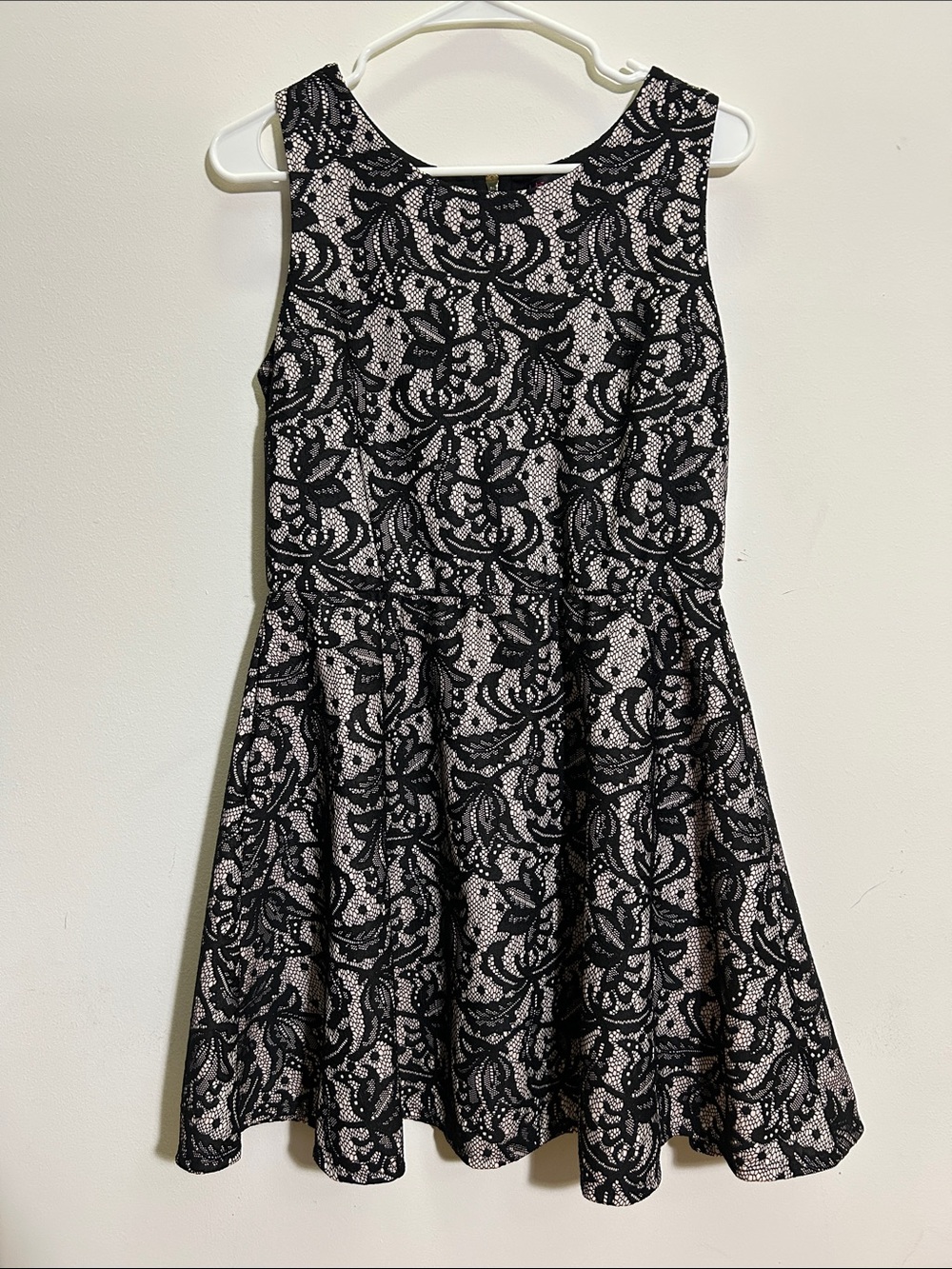 HeartSoul Black Lace Overlay Dress with Beige/Tan Lining